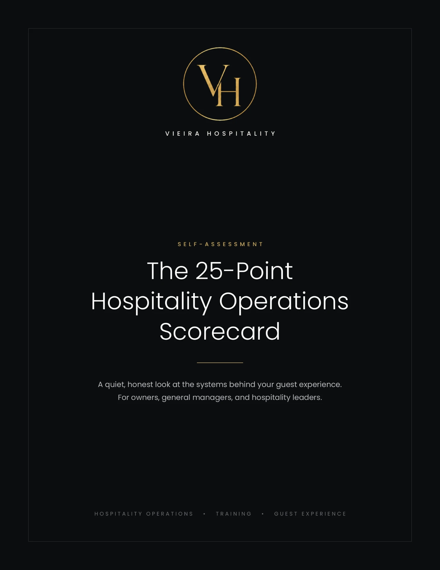 The cover of the 25-Point Hospitality Operations Scorecard